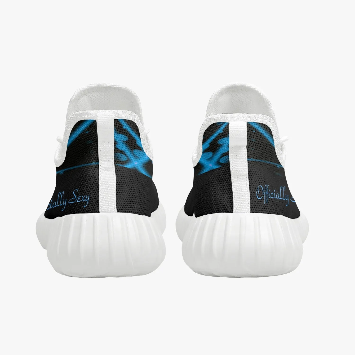 Officially Sexy Baby Blue & Black Laser Print Mesh Knit Sneakers - With White or Black Sole