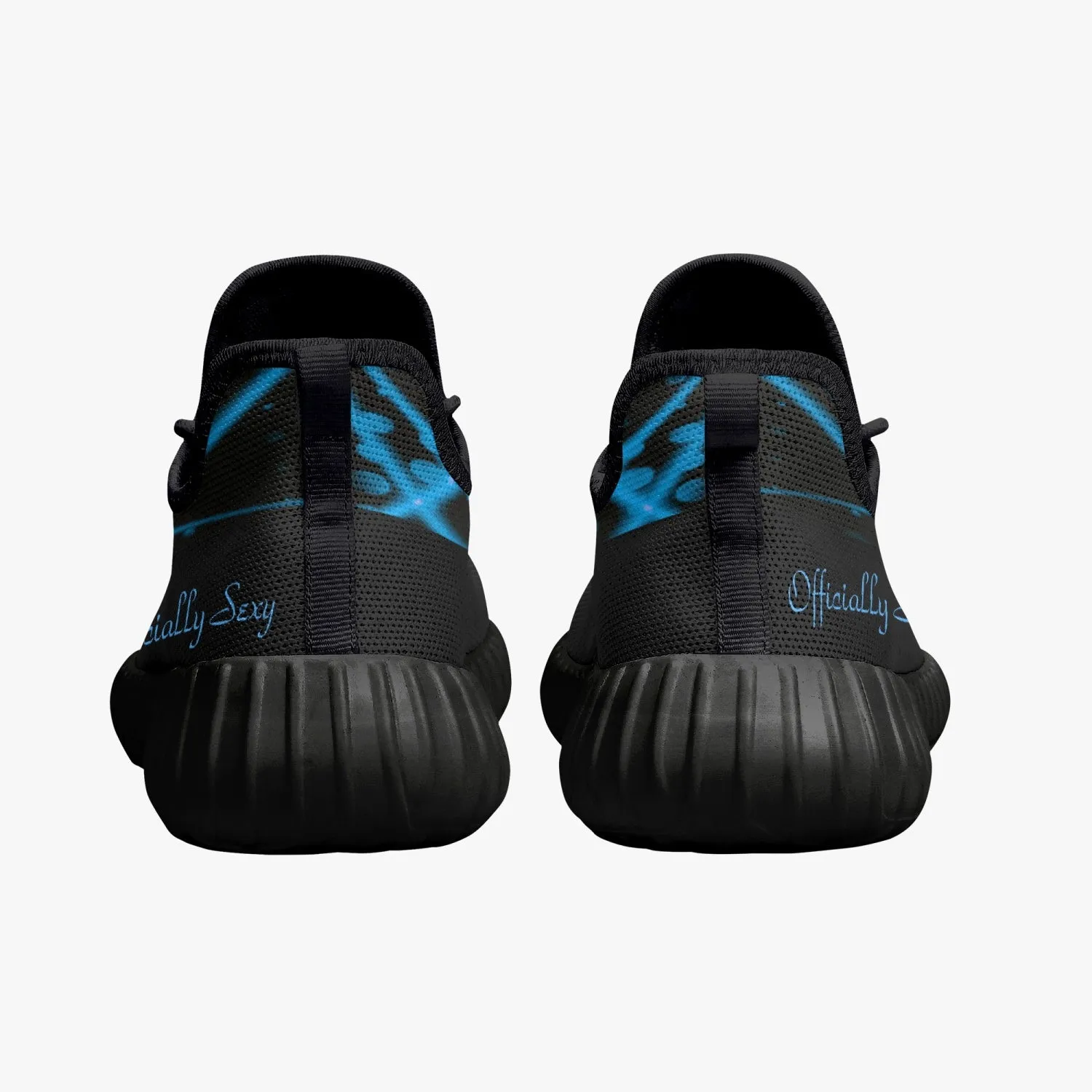 Officially Sexy Baby Blue & Black Laser Print Mesh Knit Sneakers - With White or Black Sole