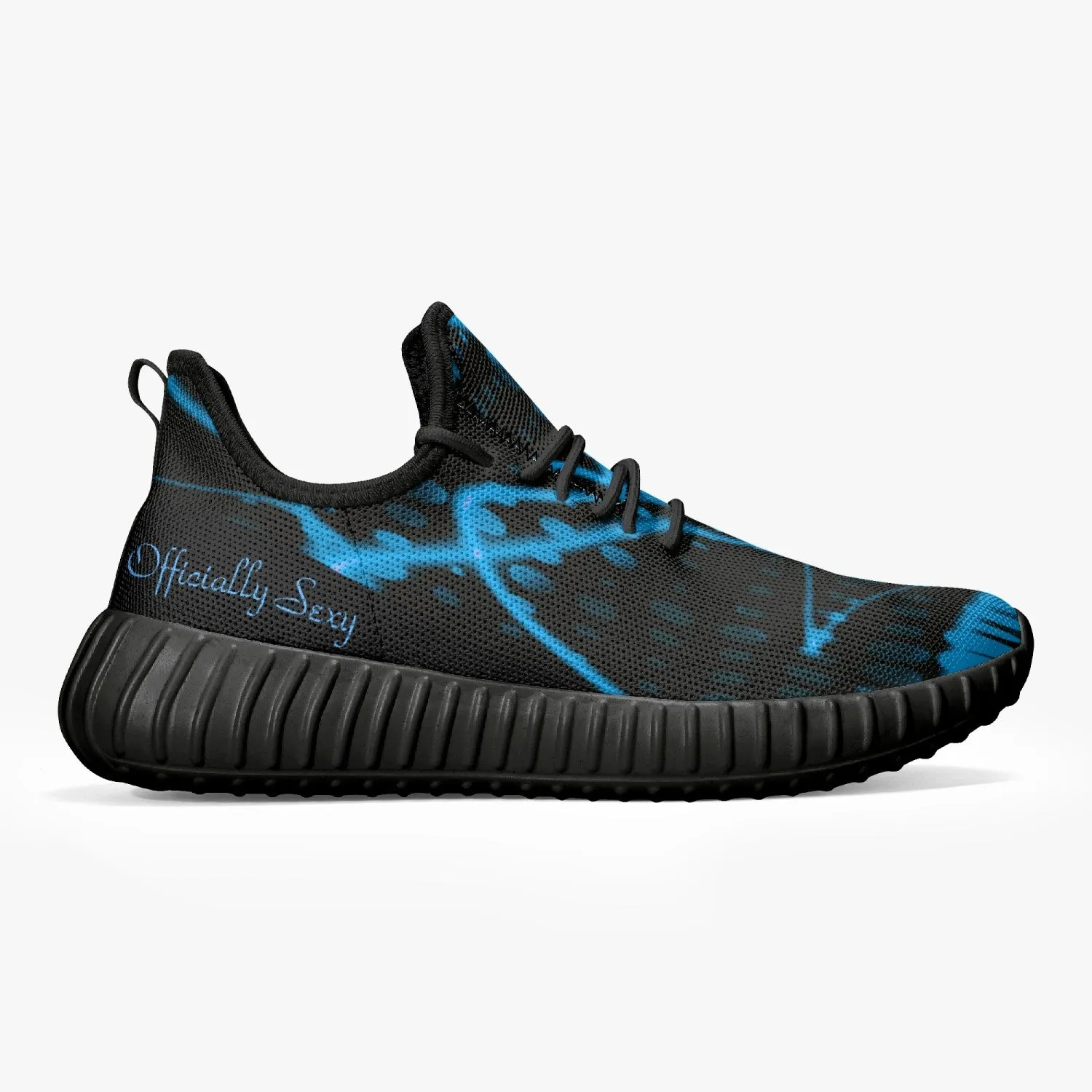 Officially Sexy Baby Blue & Black Laser Print Mesh Knit Sneakers - With White or Black Sole