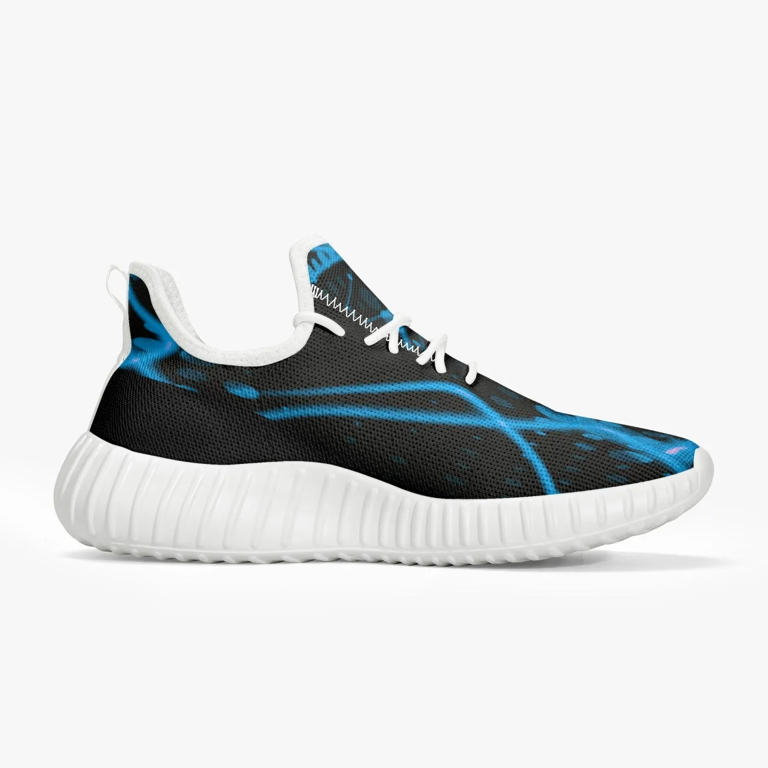 Officially Sexy Baby Blue & Black Laser Print Mesh Knit Sneakers - With White or Black Sole