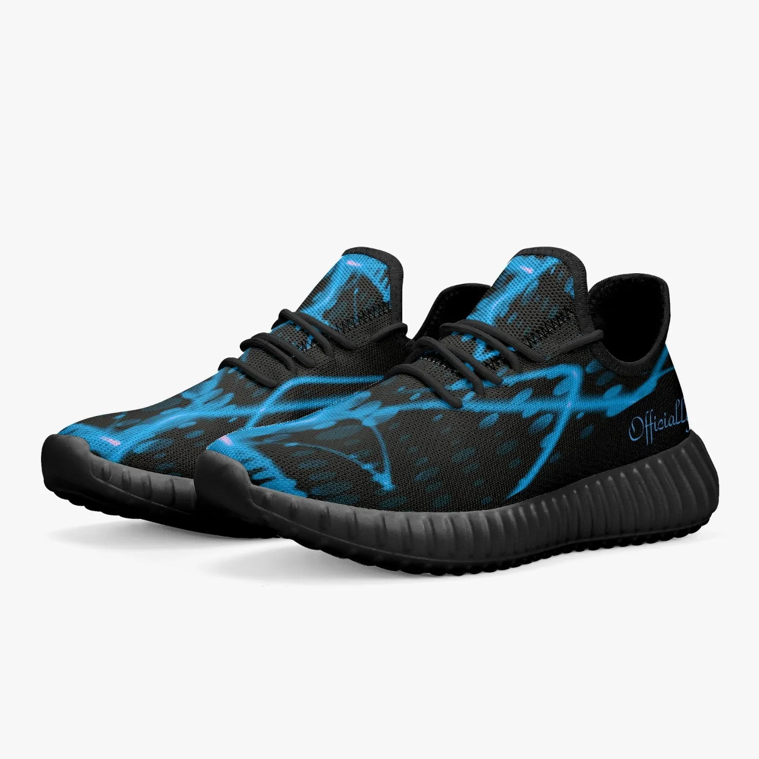 Officially Sexy Baby Blue & Black Laser Print Mesh Knit Sneakers - With White or Black Sole