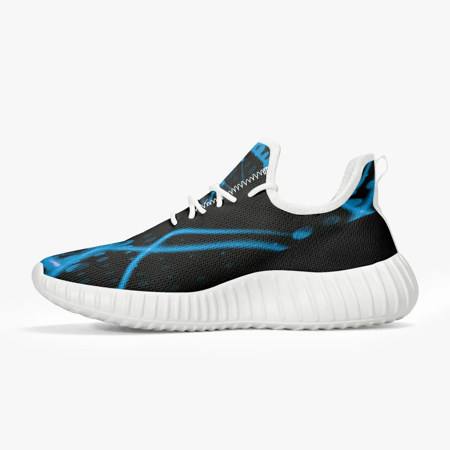 Officially Sexy Baby Blue & Black Laser Print Mesh Knit Sneakers - With White or Black Sole