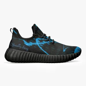 Officially Sexy Baby Blue & Black Laser Print Mesh Knit Sneakers - With White or Black Sole