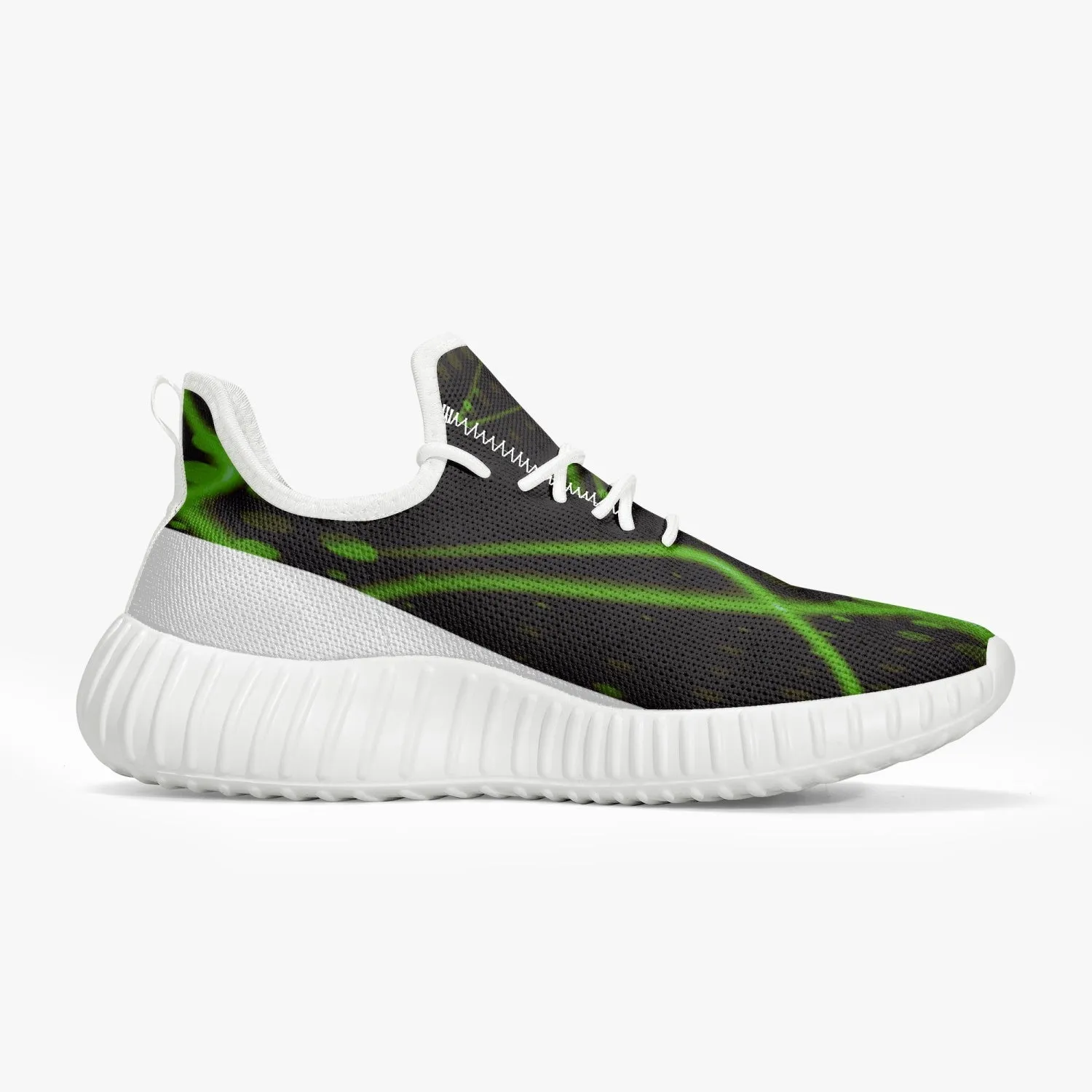 Officially Sexy Green & White Laser Print Mesh Knit Sneakers - With White or Black Sole