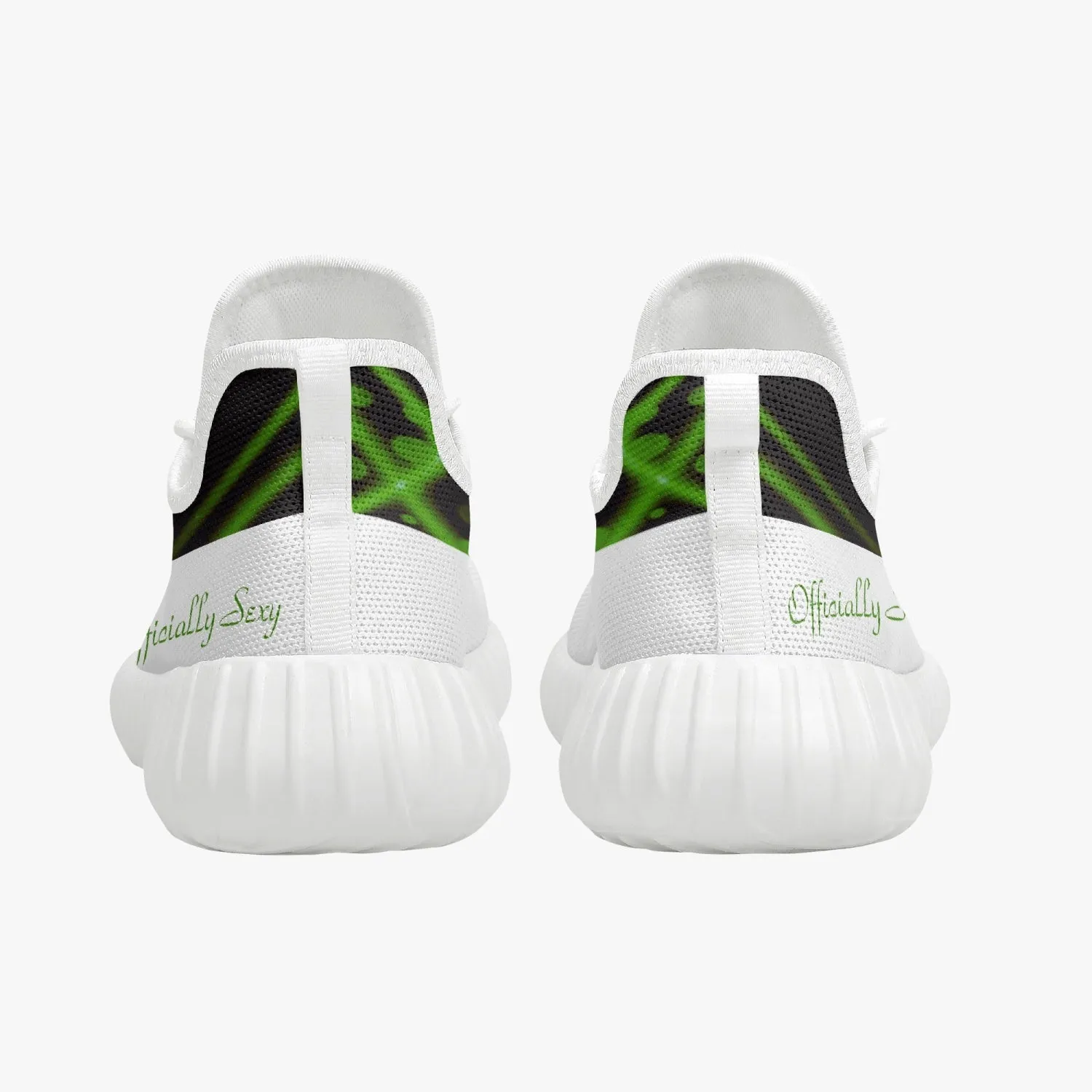 Officially Sexy Green & White Laser Print Mesh Knit Sneakers - With White or Black Sole