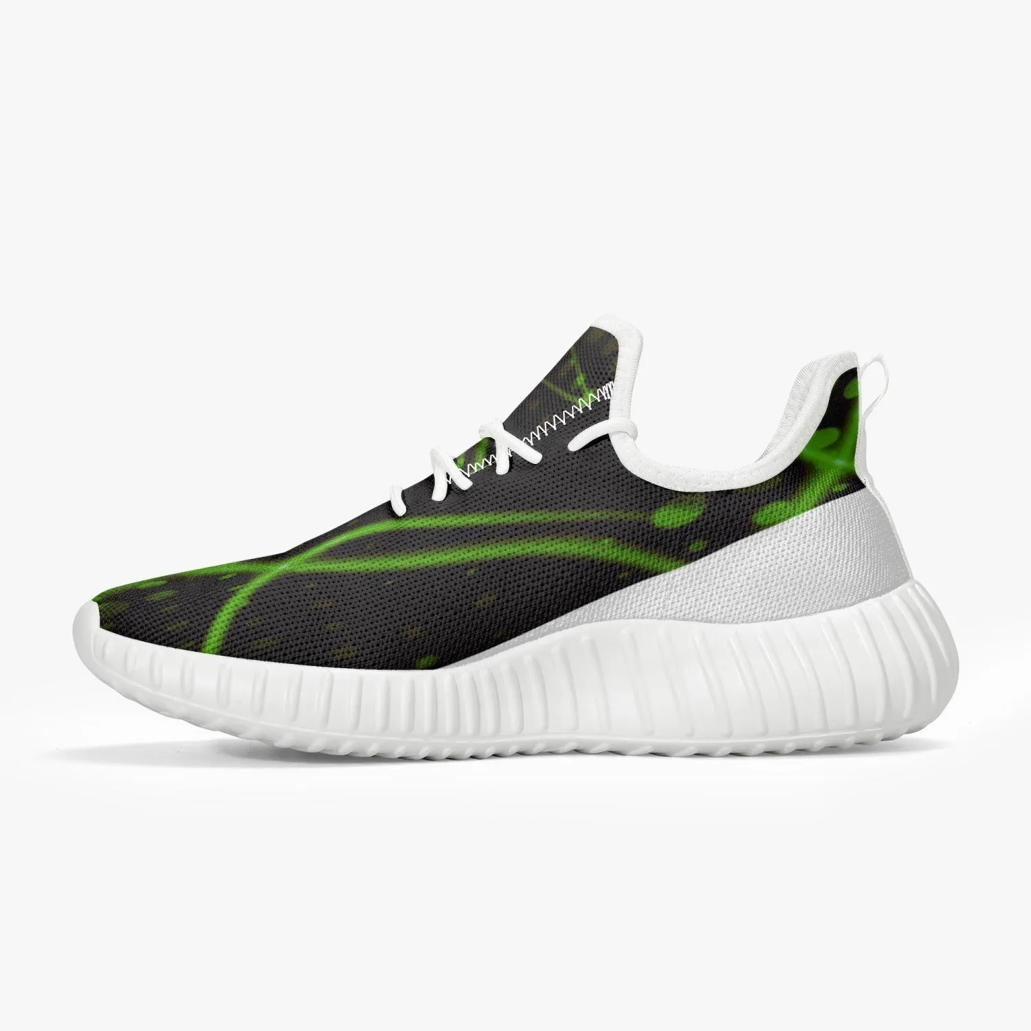 Officially Sexy Green & White Laser Print Mesh Knit Sneakers - With White or Black Sole