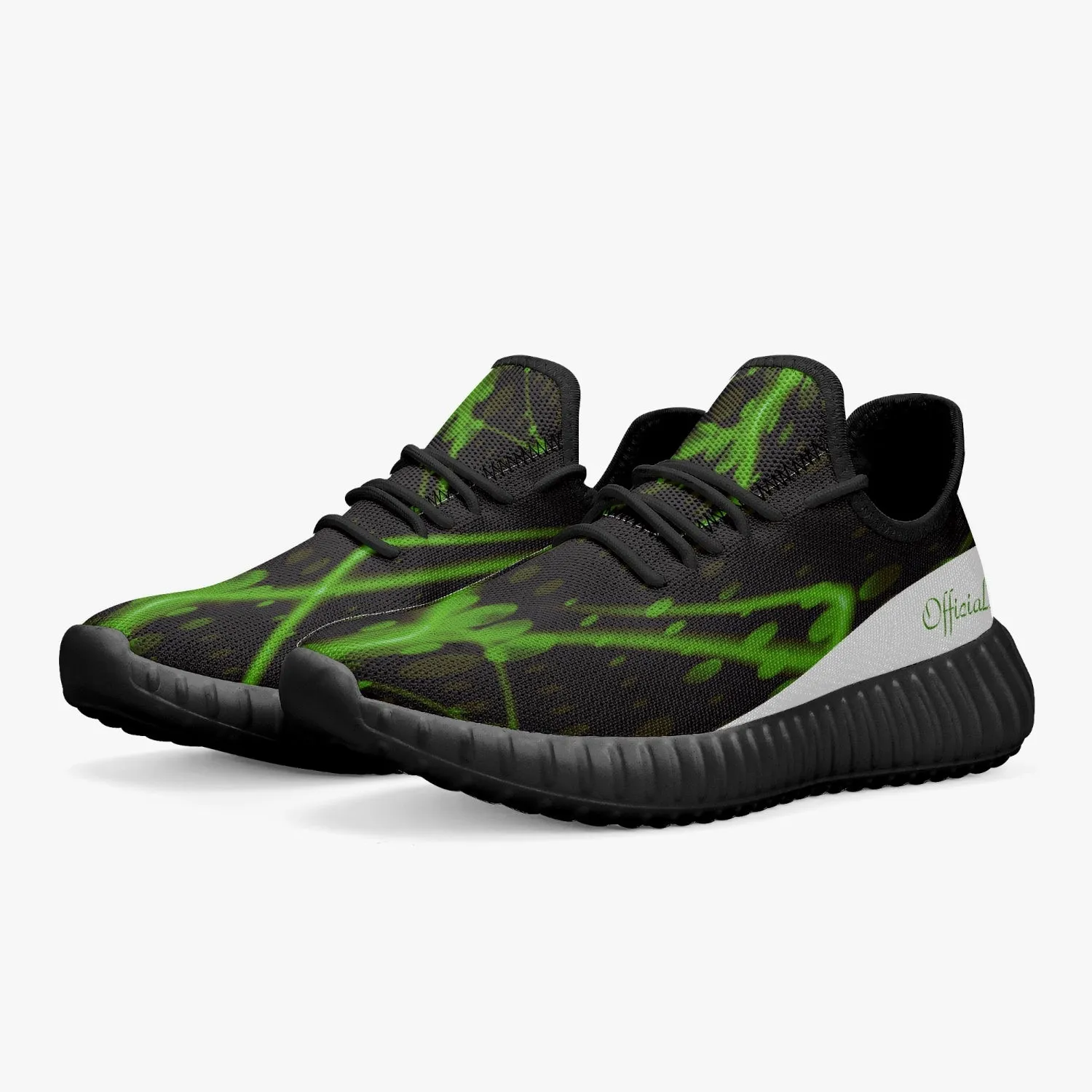 Officially Sexy Green & White Laser Print Mesh Knit Sneakers - With White or Black Sole