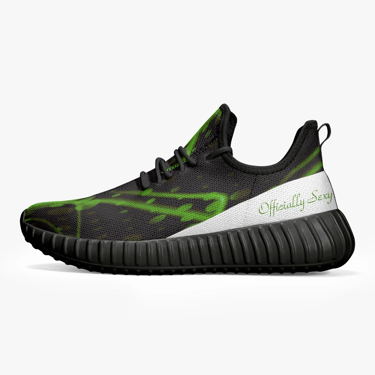 Officially Sexy Green & White Laser Print Mesh Knit Sneakers - With White or Black Sole