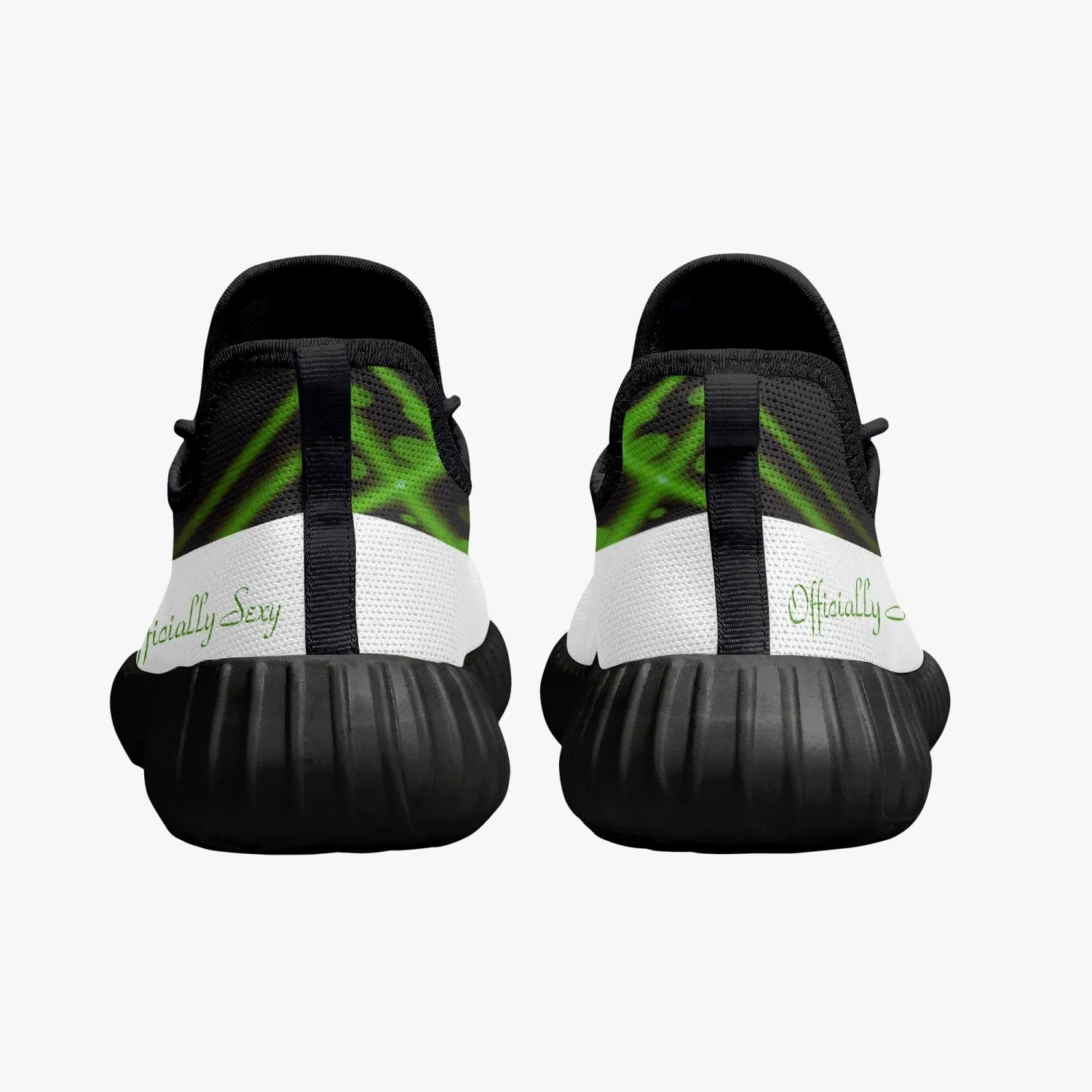 Officially Sexy Green & White Laser Print Mesh Knit Sneakers - With White or Black Sole