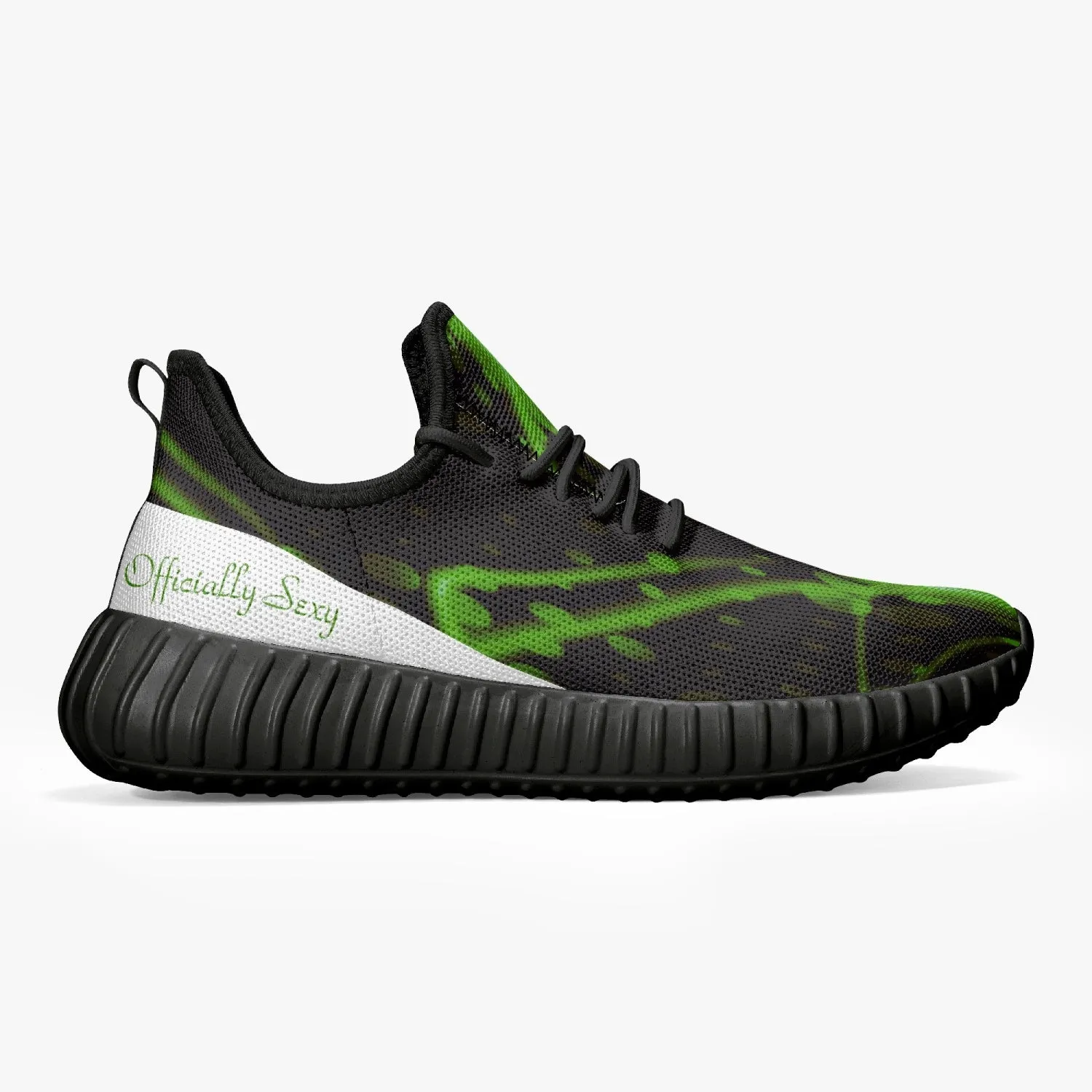 Officially Sexy Green & White Laser Print Mesh Knit Sneakers - With White or Black Sole