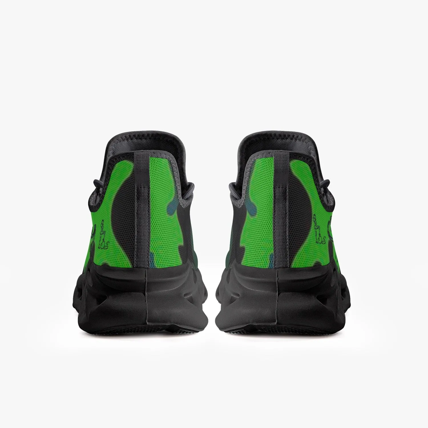 Officially Sexy Green Army Camouflage Collection Bounce Mesh Knit Sneakers - Black
