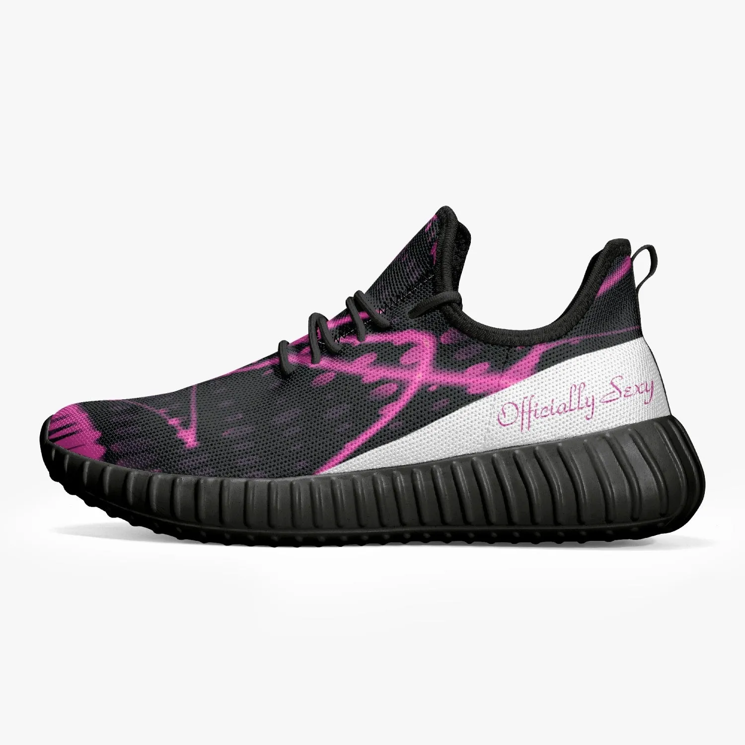 Officially Sexy Pink & White Laser Print Mesh Knit Sneakers - With White or Black Sole