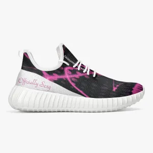 Officially Sexy Pink & White Laser Print Mesh Knit Sneakers - With White or Black Sole