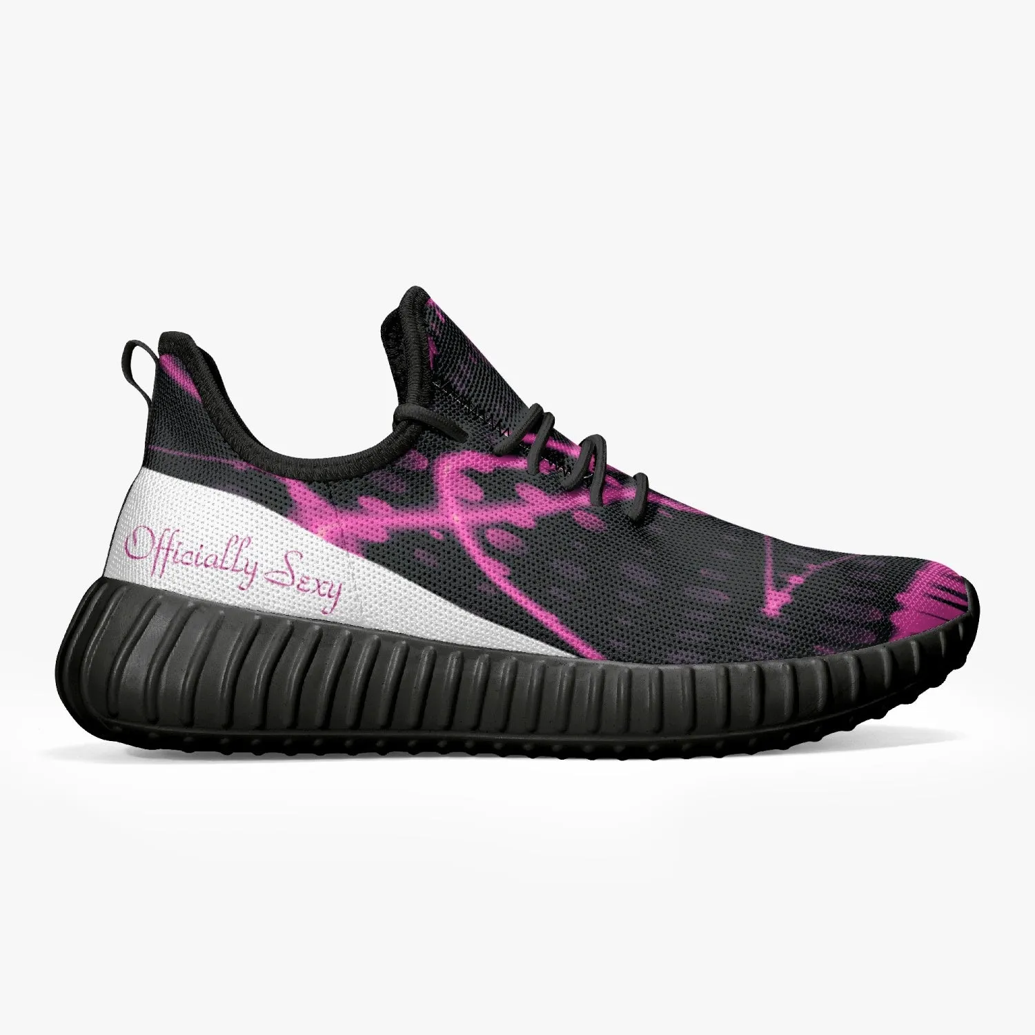 Officially Sexy Pink & White Laser Print Mesh Knit Sneakers - With White or Black Sole