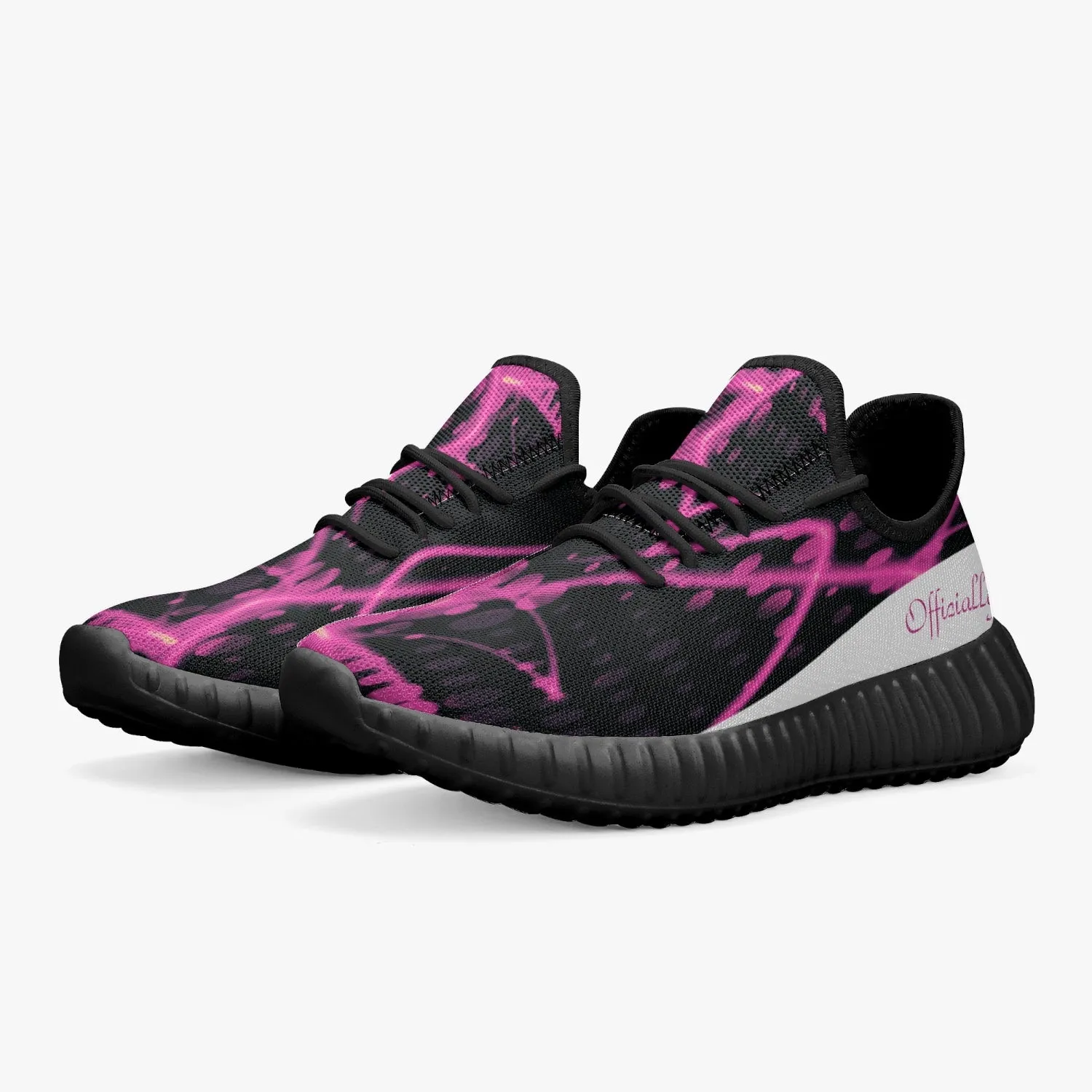 Officially Sexy Pink & White Laser Print Mesh Knit Sneakers - With White or Black Sole