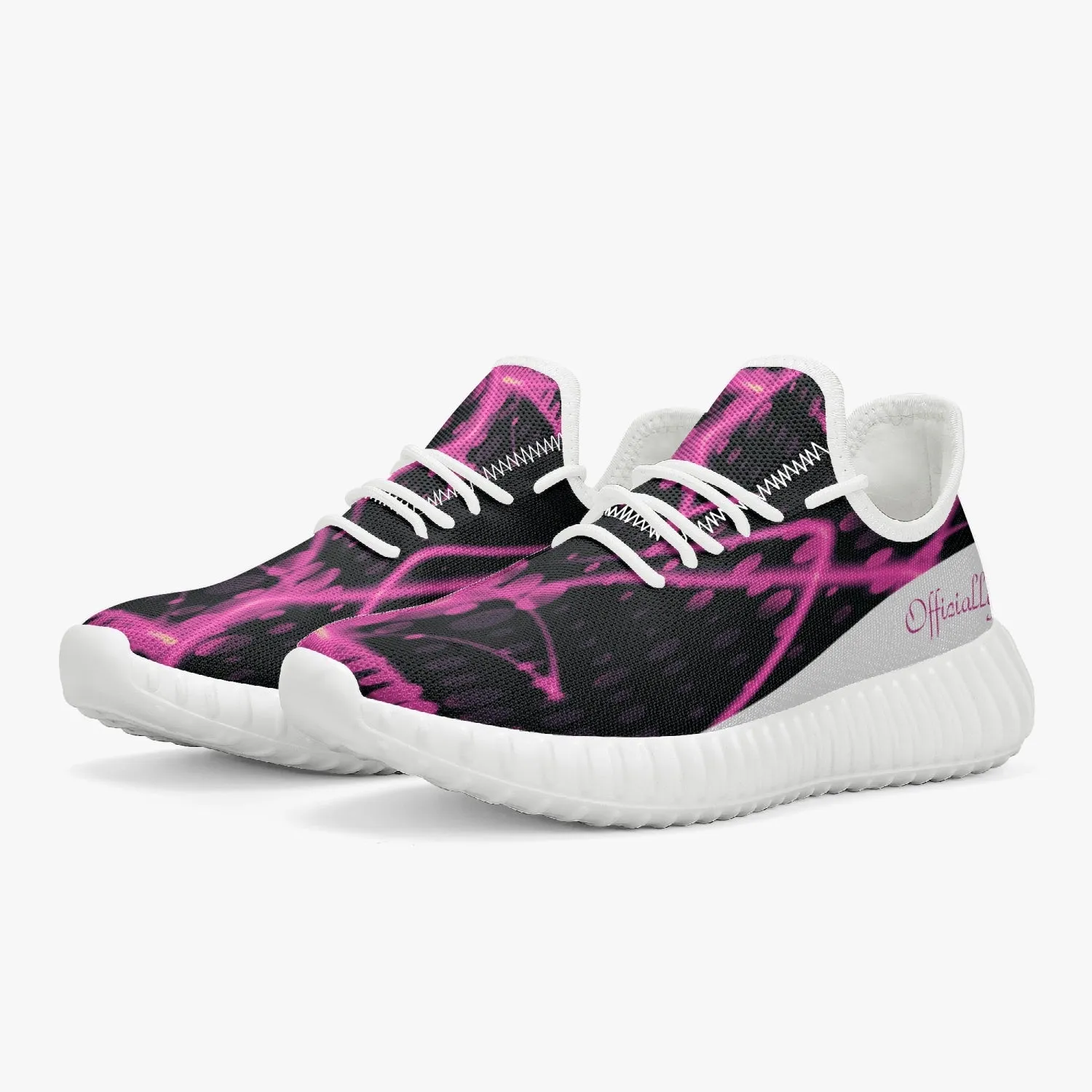 Officially Sexy Pink & White Laser Print Mesh Knit Sneakers - With White or Black Sole