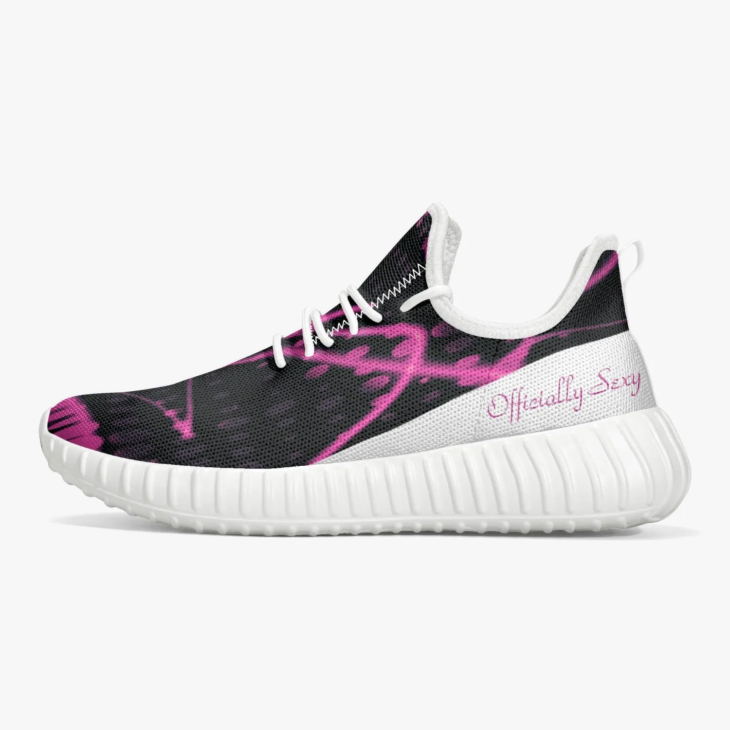 Officially Sexy Pink & White Laser Print Mesh Knit Sneakers - With White or Black Sole