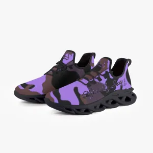 Officially Sexy Purple Army Camouflage Collection Bounce Mesh Knit Sneakers - Black