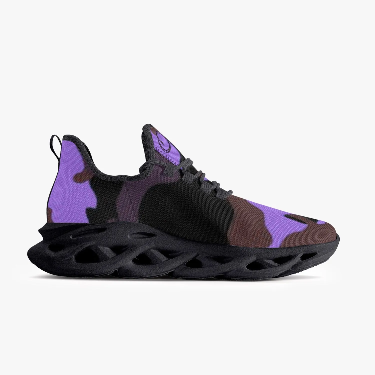 Officially Sexy Purple Army Camouflage Collection Bounce Mesh Knit Sneakers - Black