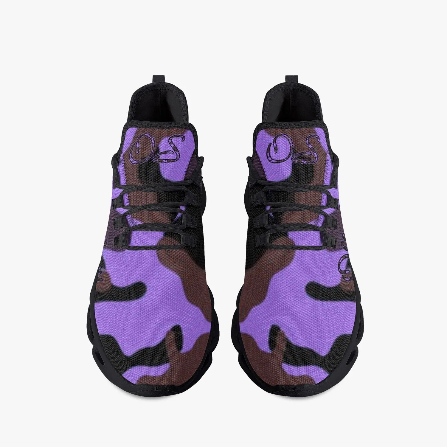Officially Sexy Purple Army Camouflage Collection Bounce Mesh Knit Sneakers - Black