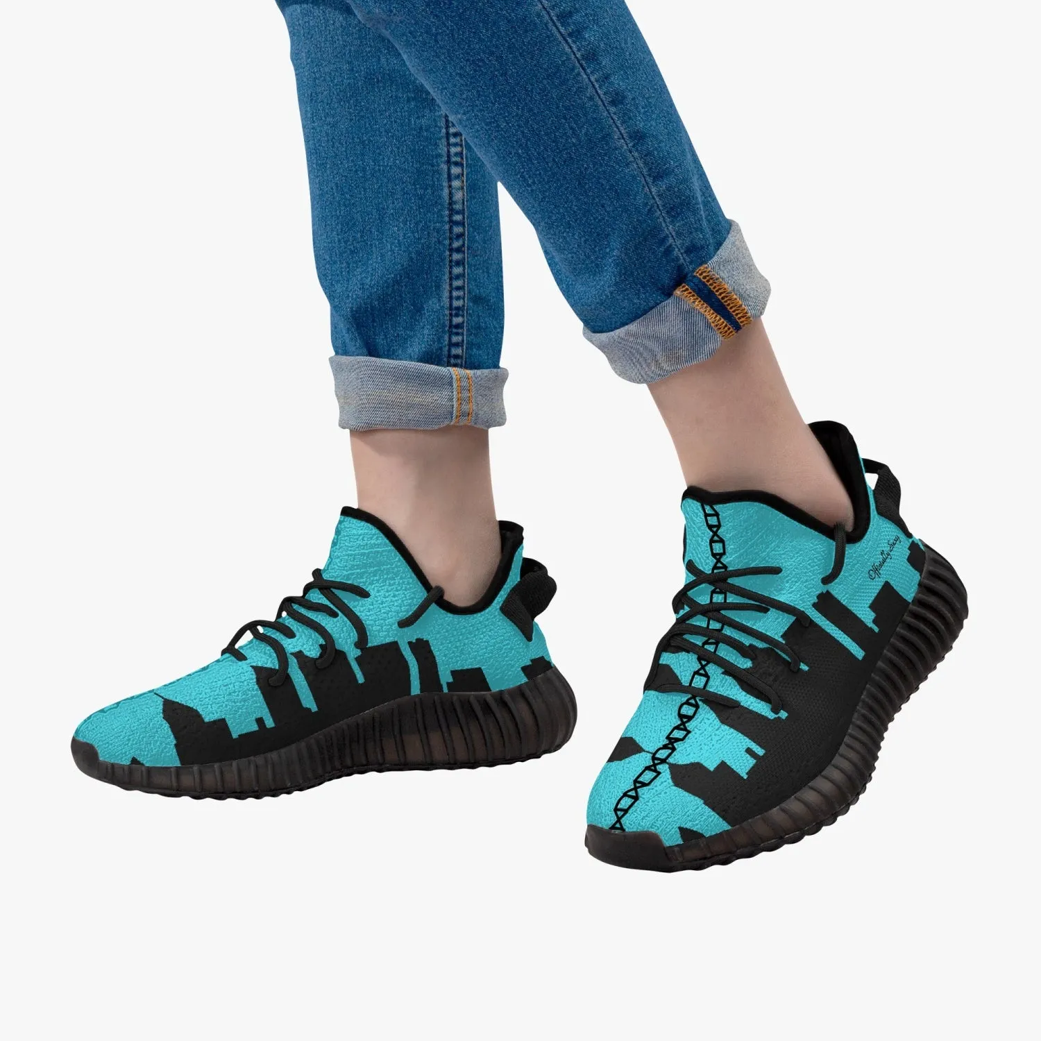 Officially Sexy Turquoise Skyline Collection Adult Unisex Mesh Knit Sneakers