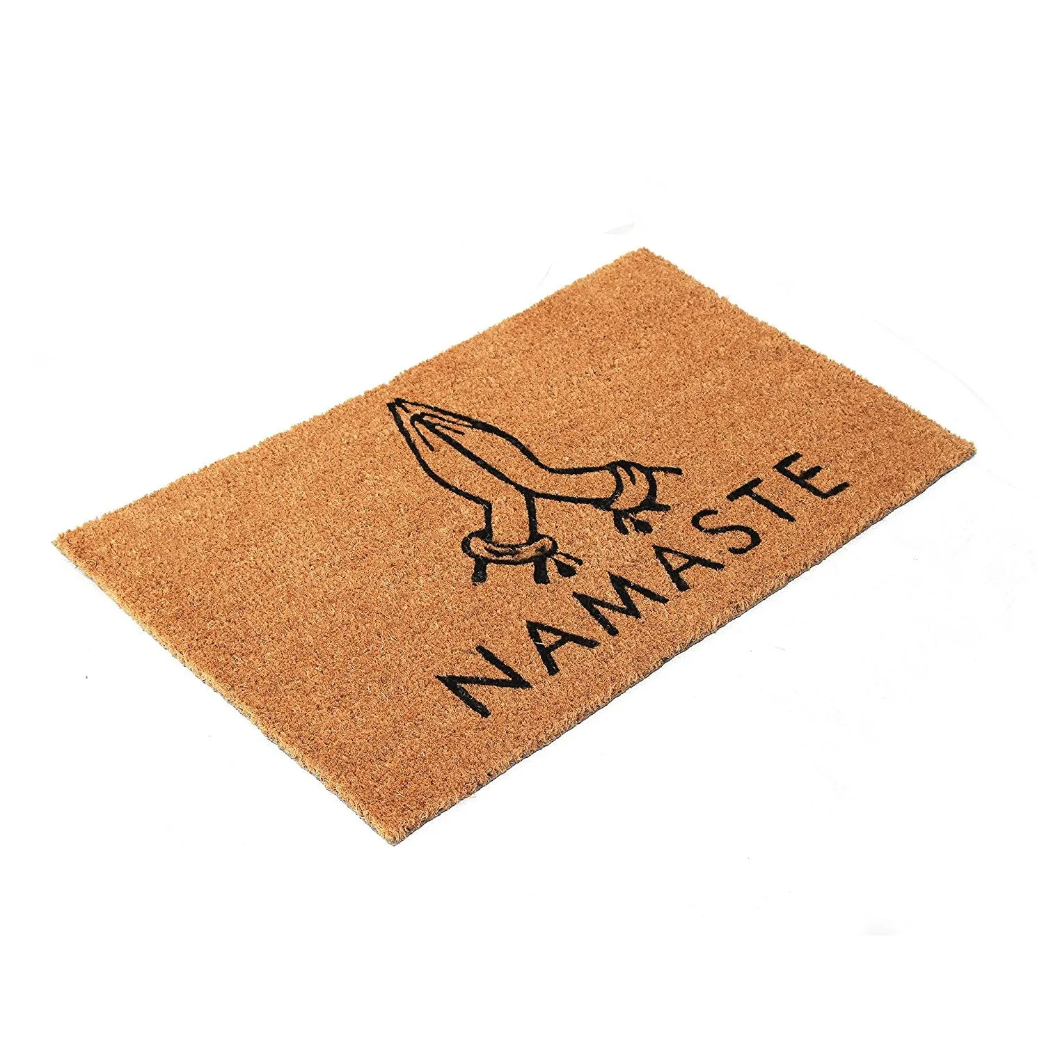 OnlyMat Namaste printed Natural Coir Welcome Entrance Door Mat with Anti-slip Backing