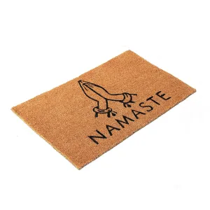 OnlyMat Namaste printed Natural Coir Welcome Entrance Door Mat with Anti-slip Backing