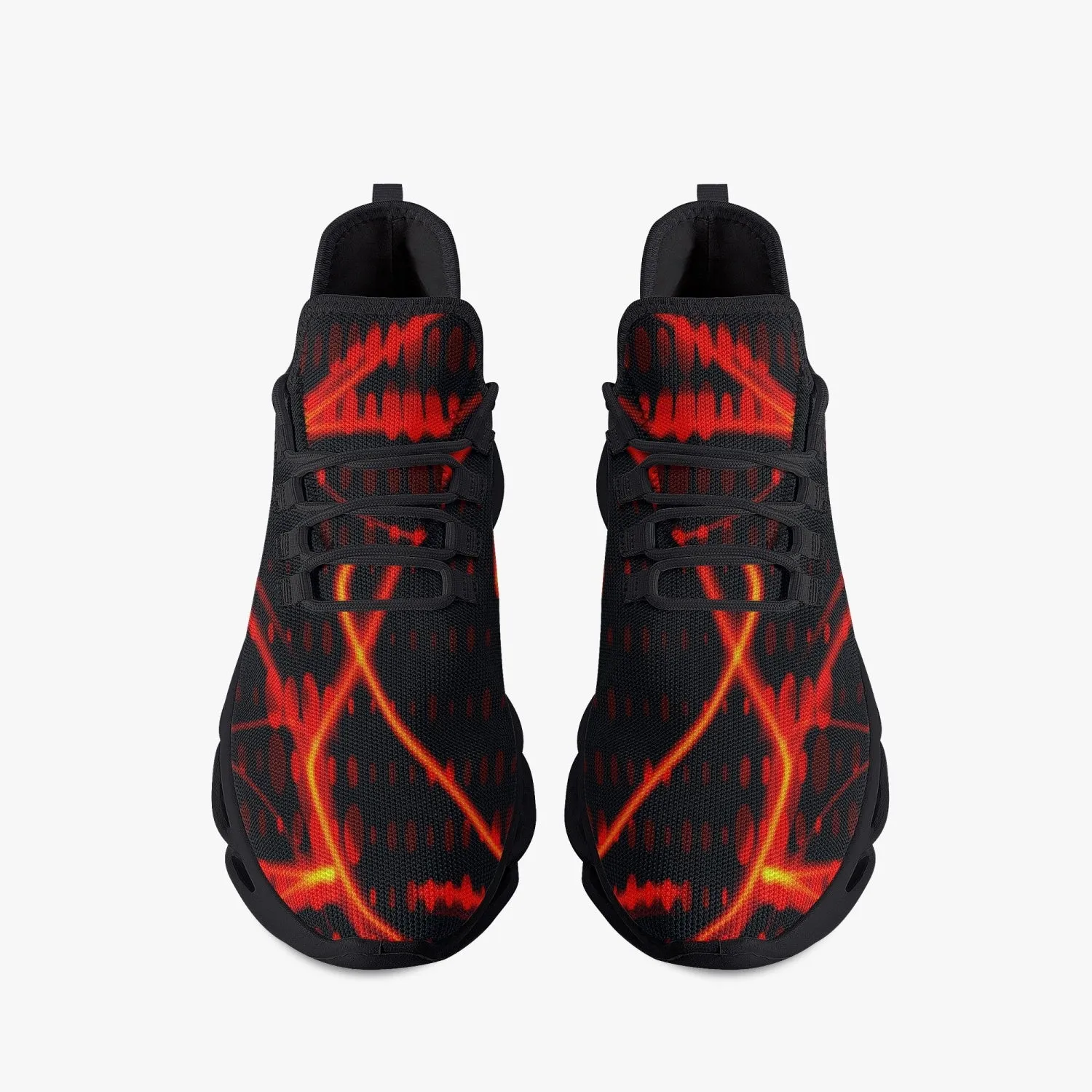 Orange Laser Mesh Knit Bounce Sneakers - Black