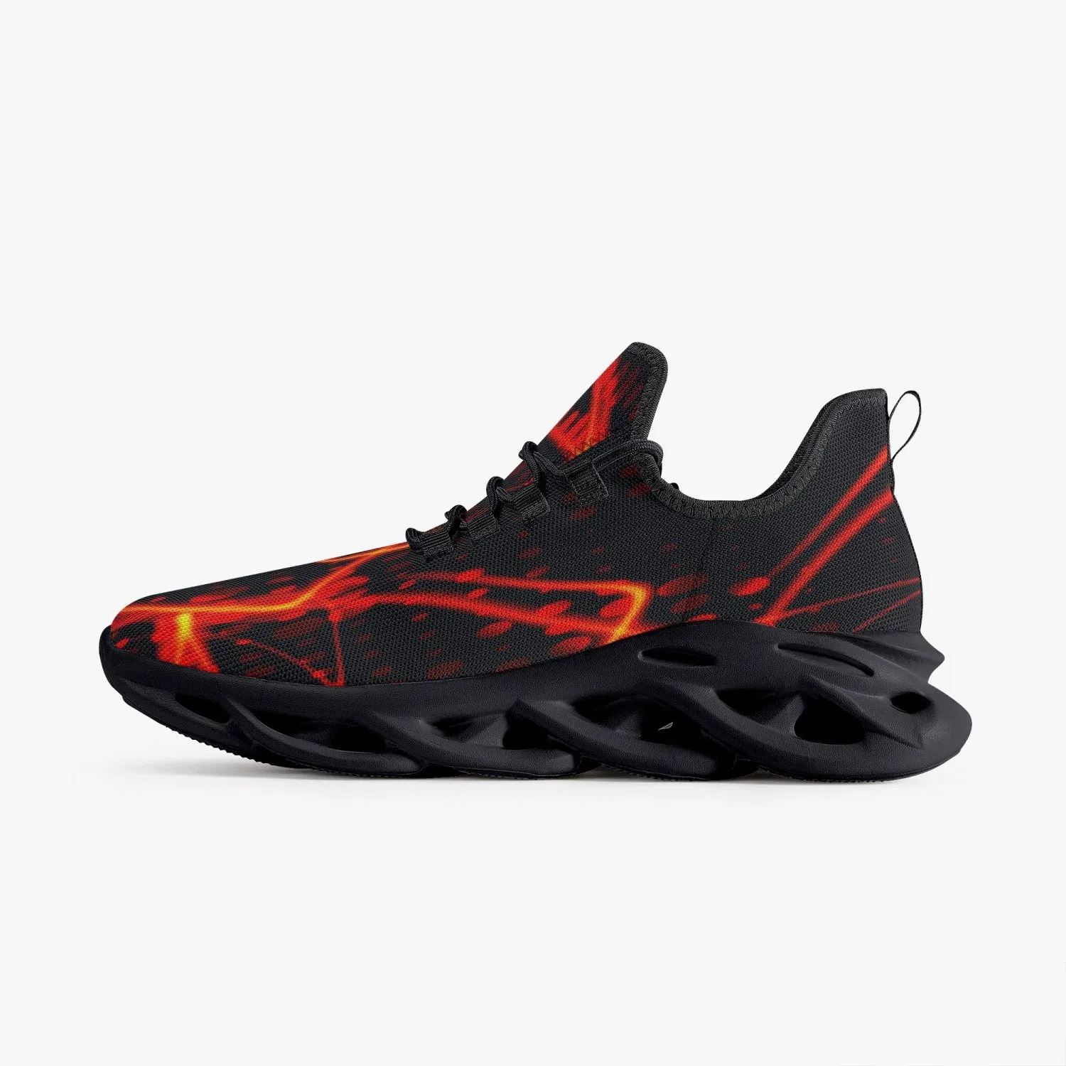 Orange Laser Mesh Knit Bounce Sneakers - Black