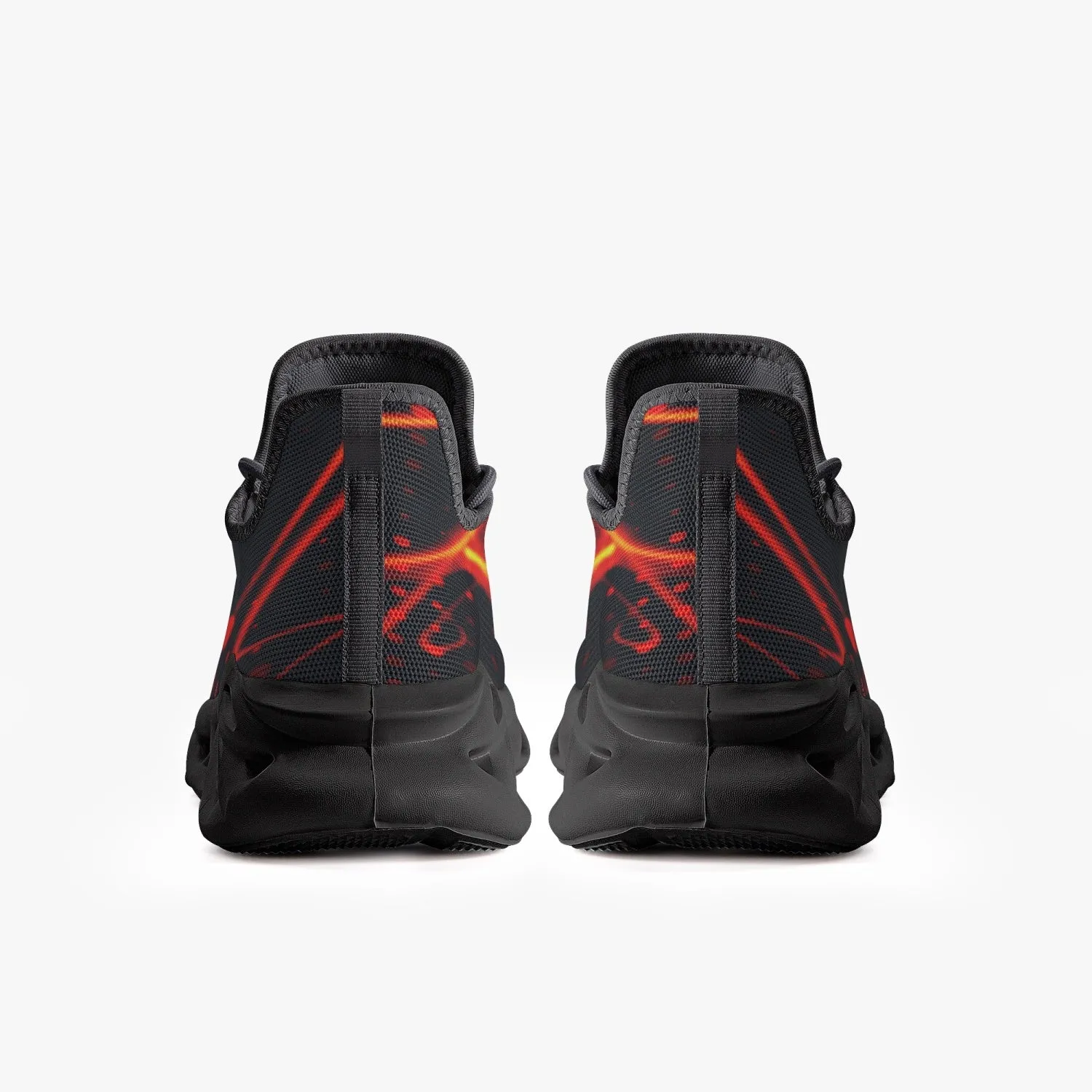 Orange Laser Mesh Knit Bounce Sneakers - Black