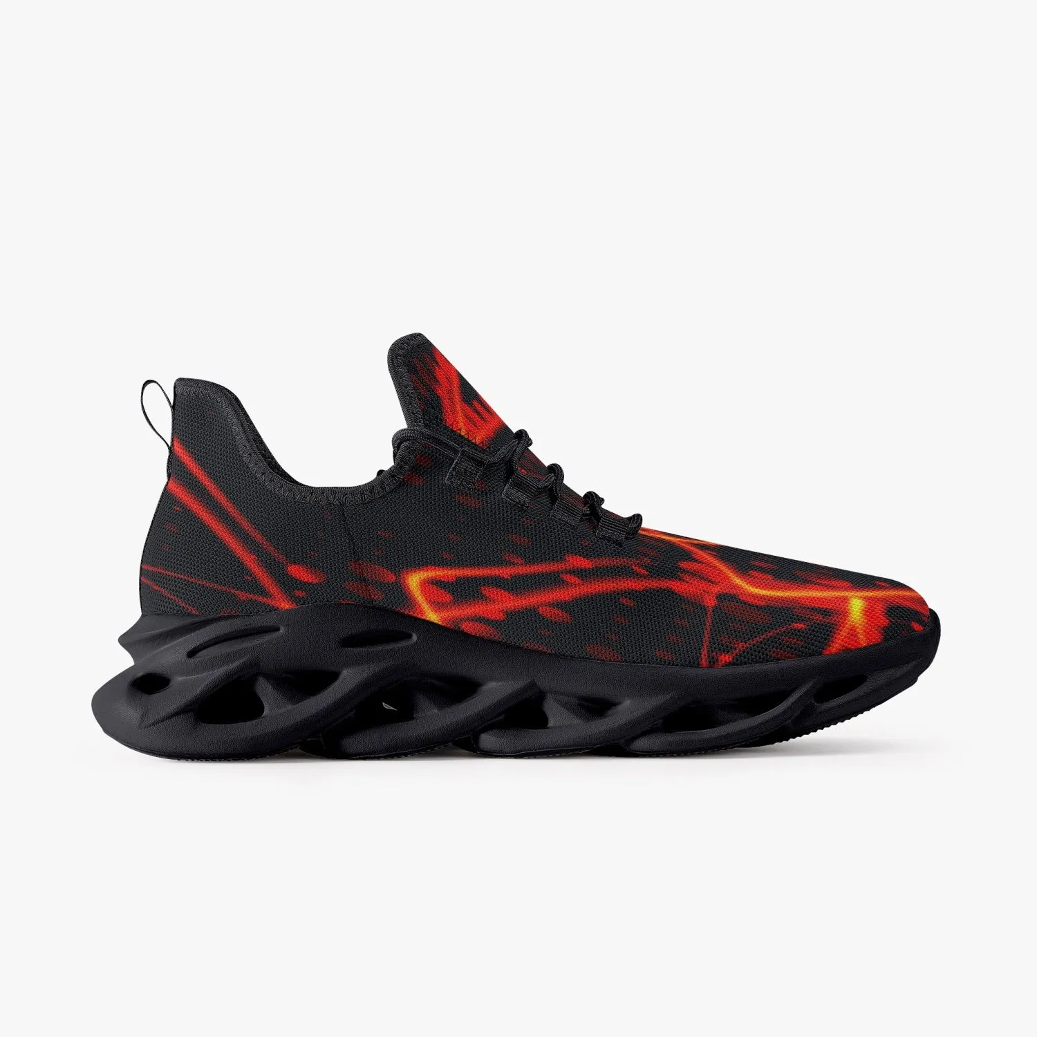 Orange Laser Mesh Knit Bounce Sneakers - Black