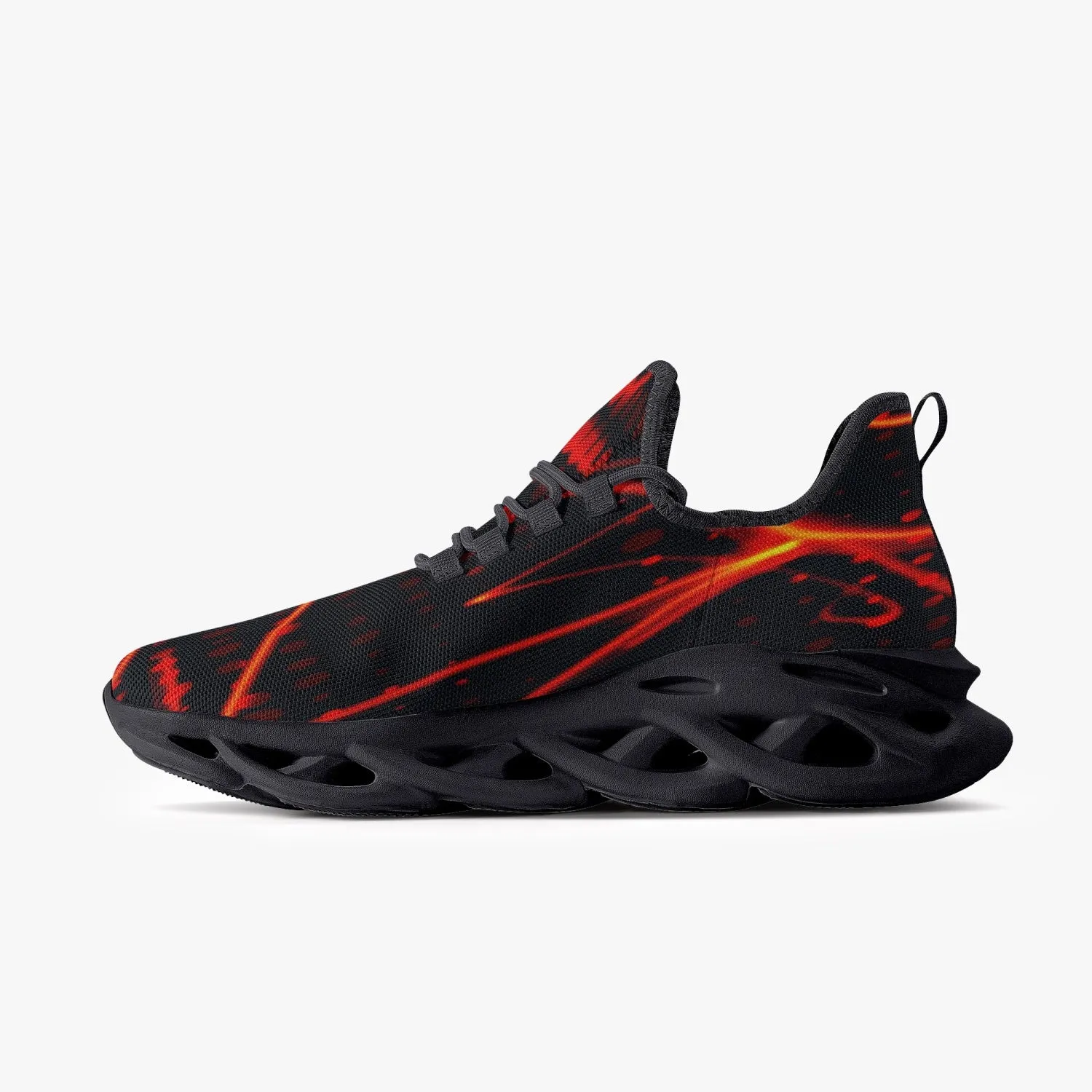 Orange Laser Mesh Knit Bounce Sneakers - Black
