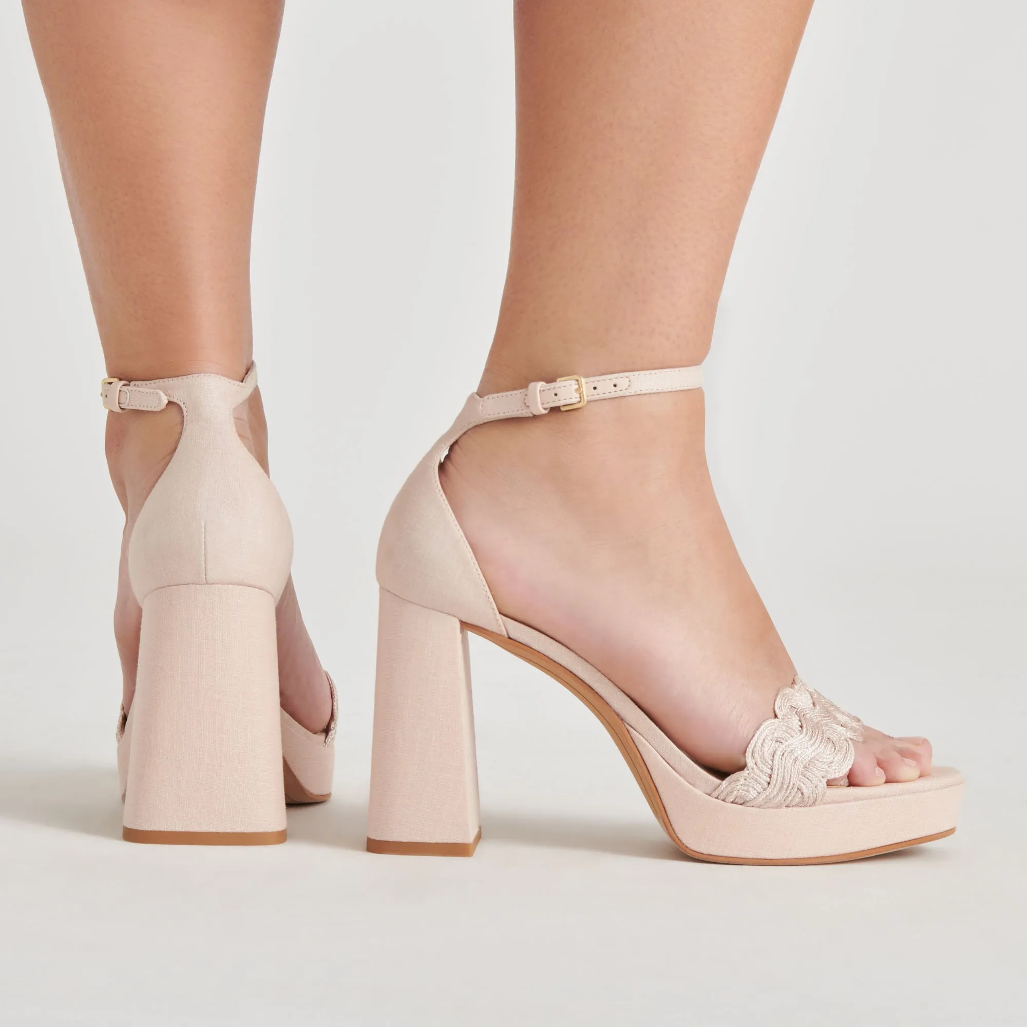 PELTIN HEELS LIGHT PINK WOVEN RAFFIA