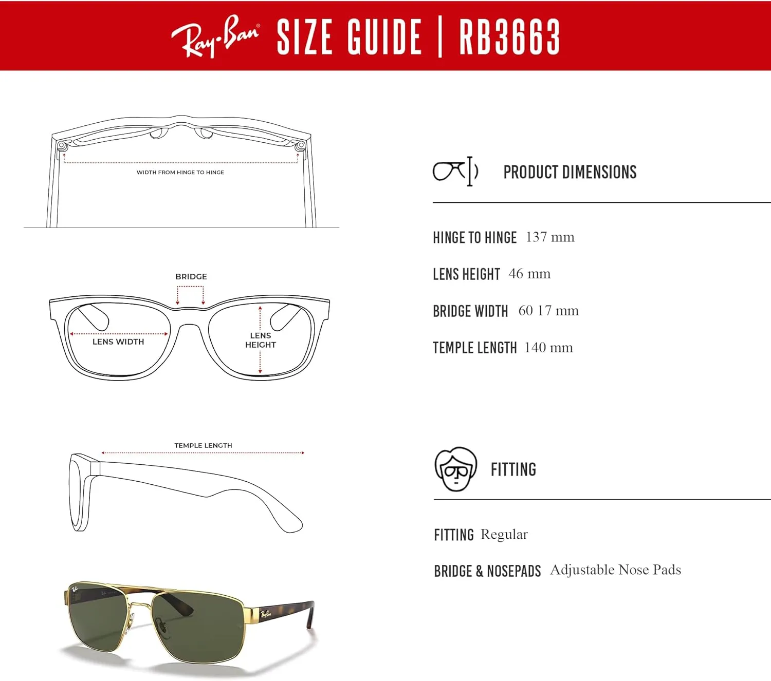 Ray-Ban RB3663 Rectangle Sunglasses for Men   BUNDLE With Designer iWear Complimentary Eyewear Kit