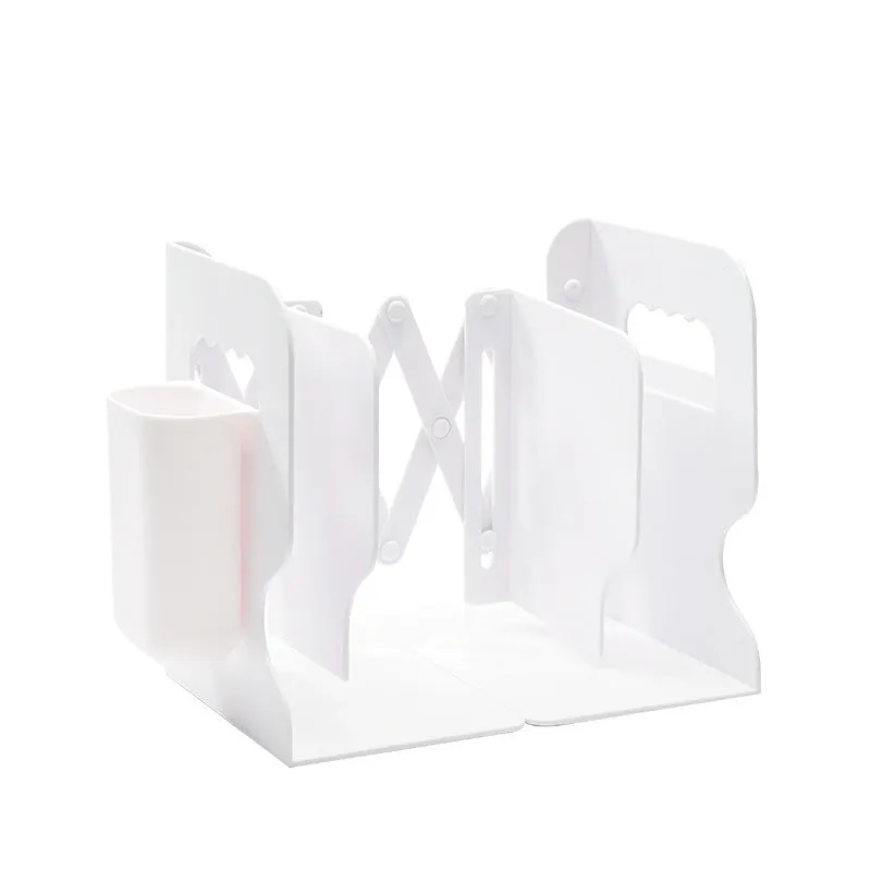 Retractable Bookends Shelves Book Support Stand Adjustable Bookshelf With Pen Holder Desk Organizer Office Accessories | Brodtica.com