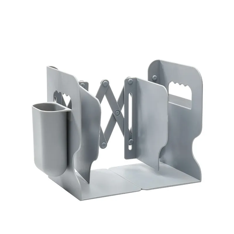 Retractable Bookends Shelves Book Support Stand Adjustable Bookshelf With Pen Holder Desk Organizer Office Accessories | Brodtica.com