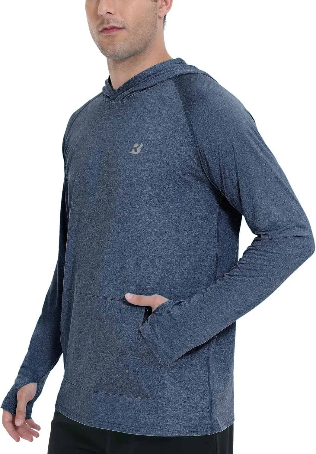 Roadbox Fishing Shirts for Men Long Sleeve, UPF 50  Sun Protection Hoodies with Pocket, Outdoor Running Hiking Rash Guard