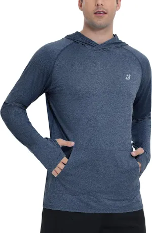 Roadbox Fishing Shirts for Men Long Sleeve, UPF 50  Sun Protection Hoodies with Pocket, Outdoor Running Hiking Rash Guard