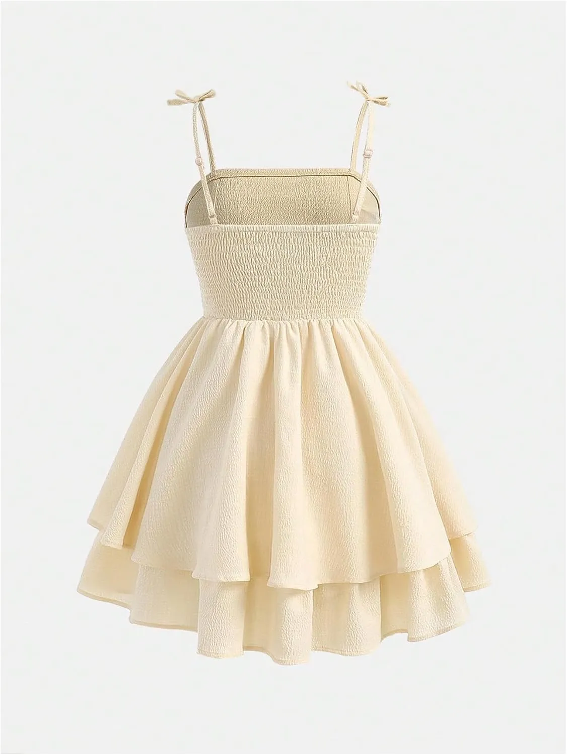 SHENHE Girl's Smocked Ruched A Line Swing Dress Layered Tie Shoulder Flowy Cami Dress