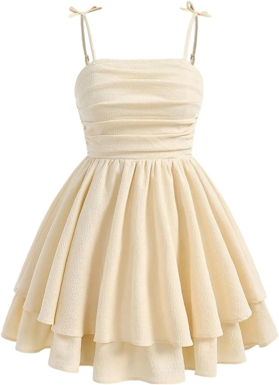 SHENHE Girl's Smocked Ruched A Line Swing Dress Layered Tie Shoulder Flowy Cami Dress