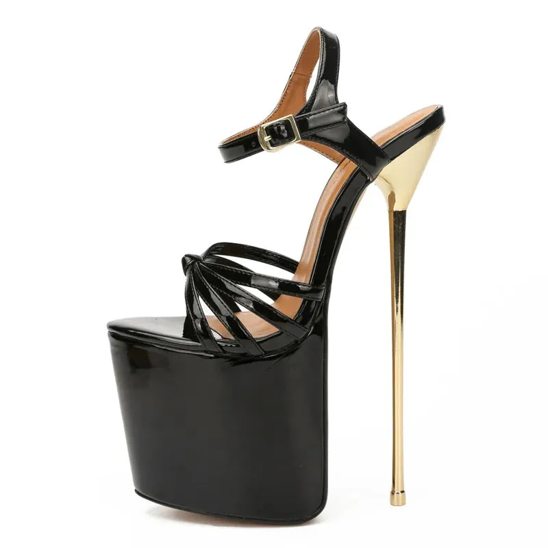 Strippers' Delight: Summer-Chic 22cm Stiletto Heel Platform Sandals in Red and White for Crossdressers