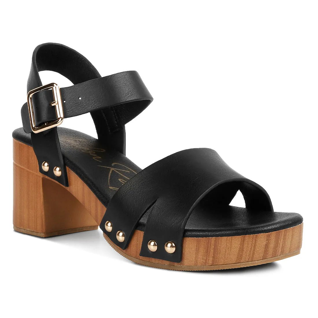 Textured Block Heel Sandals