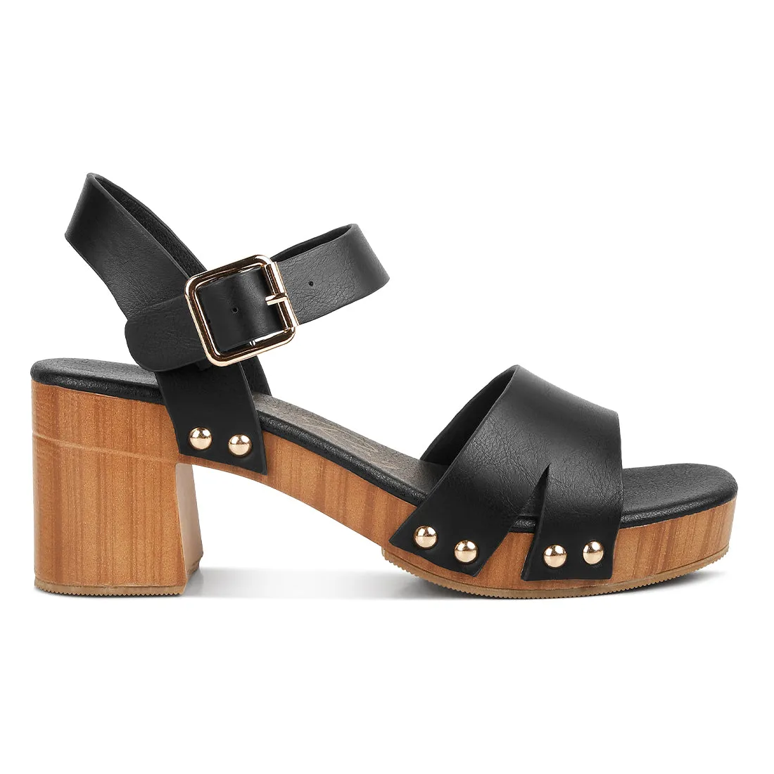 Textured Block Heel Sandals