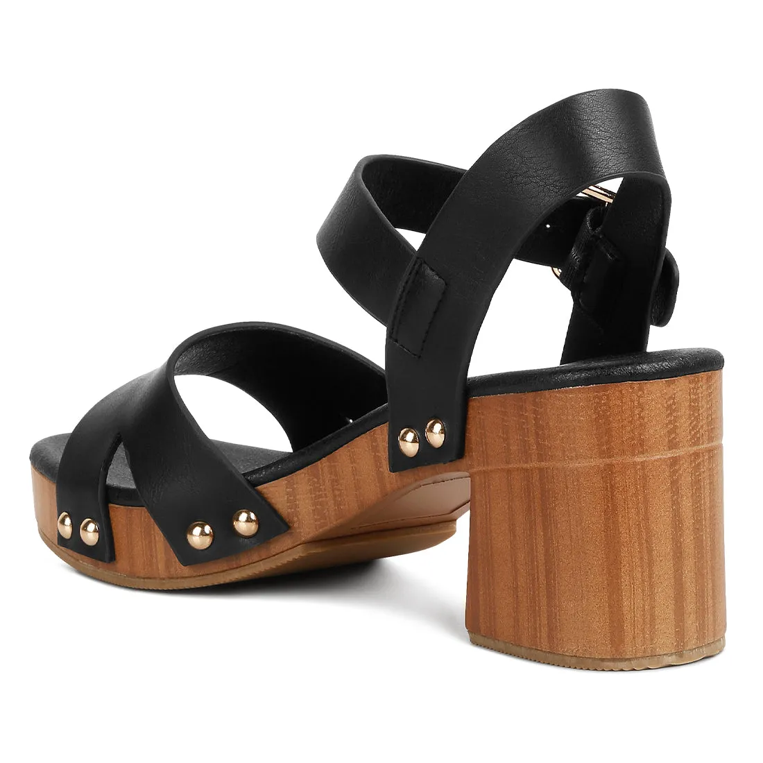 Textured Block Heel Sandals