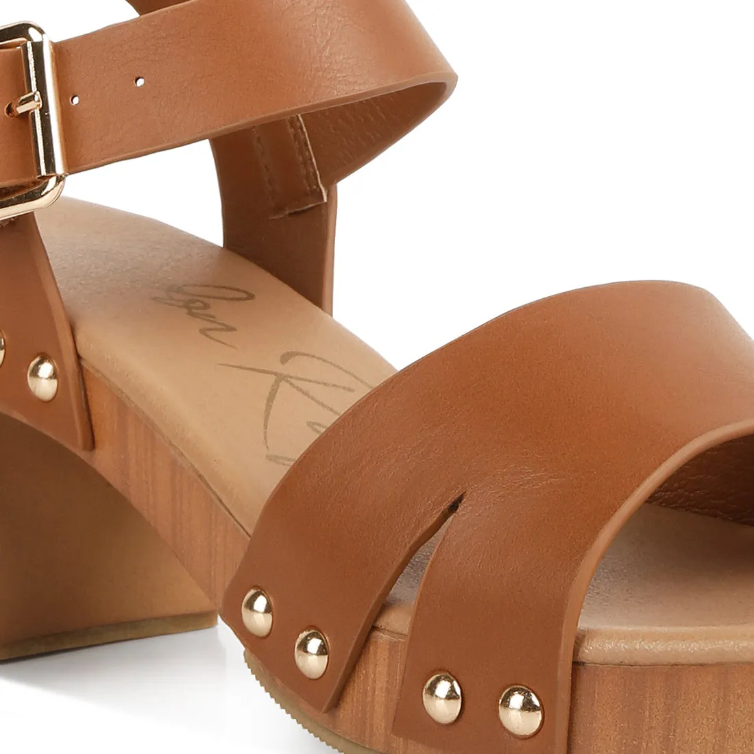 Textured Block Heel Sandals