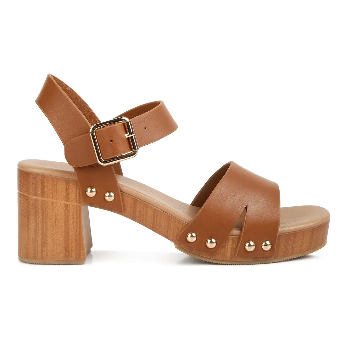 Textured Block Heel Sandals