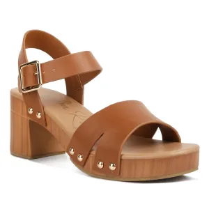 Textured Block Heel Sandals