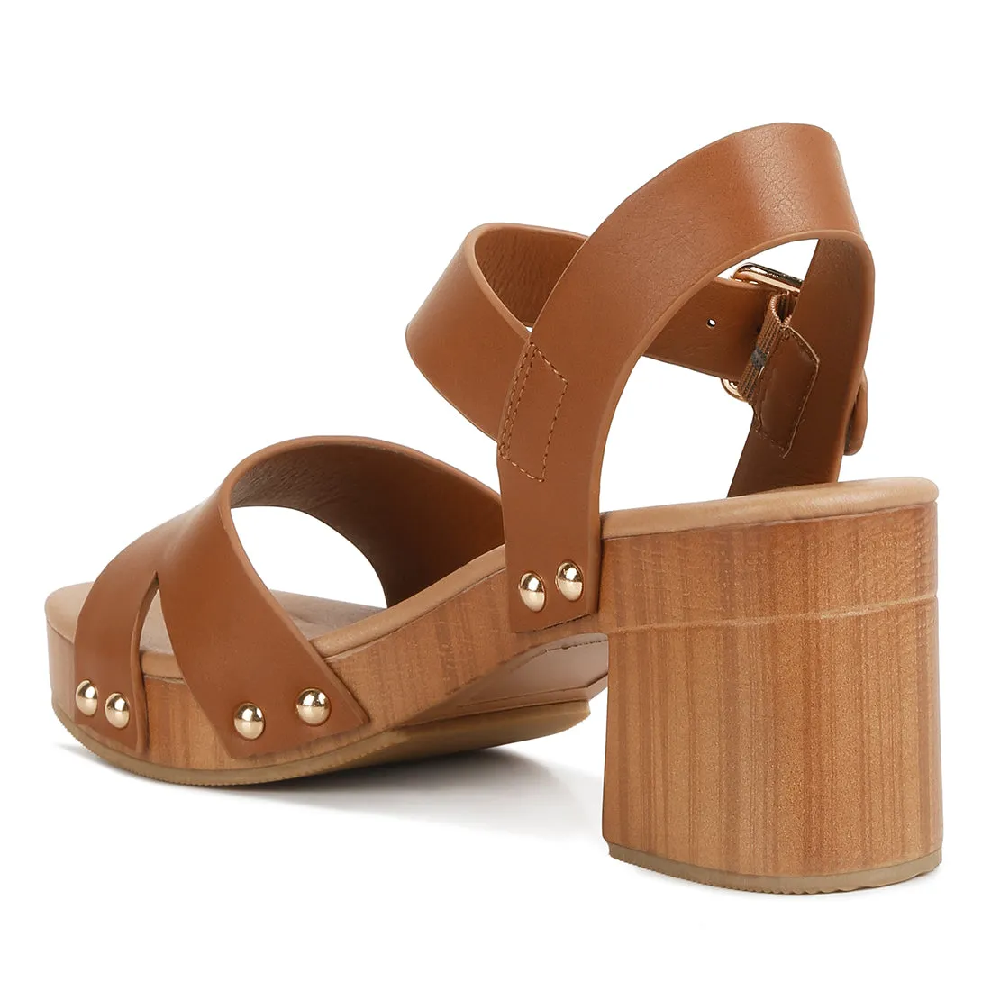 Textured Block Heel Sandals