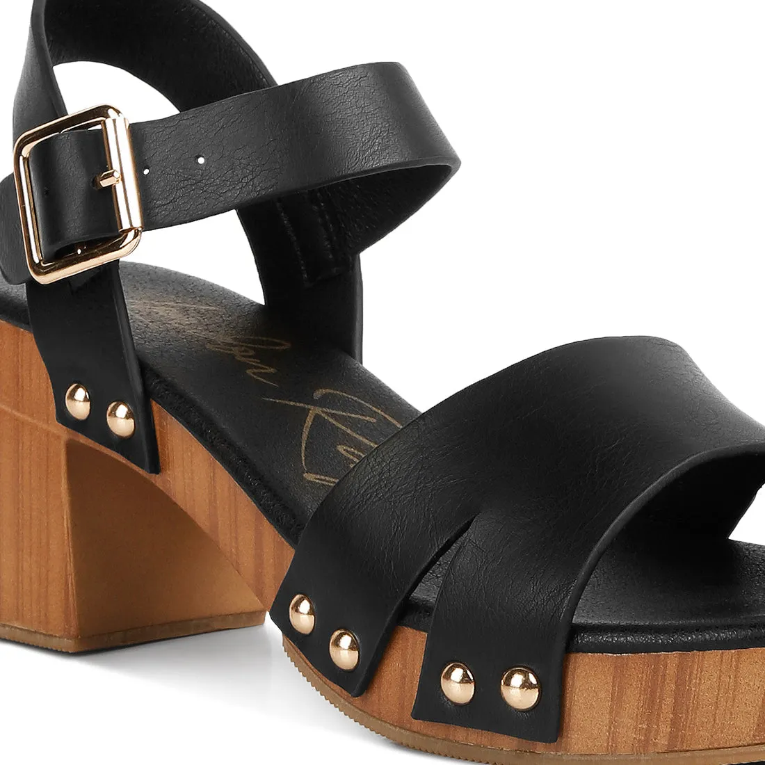 Textured Block Heel Sandals