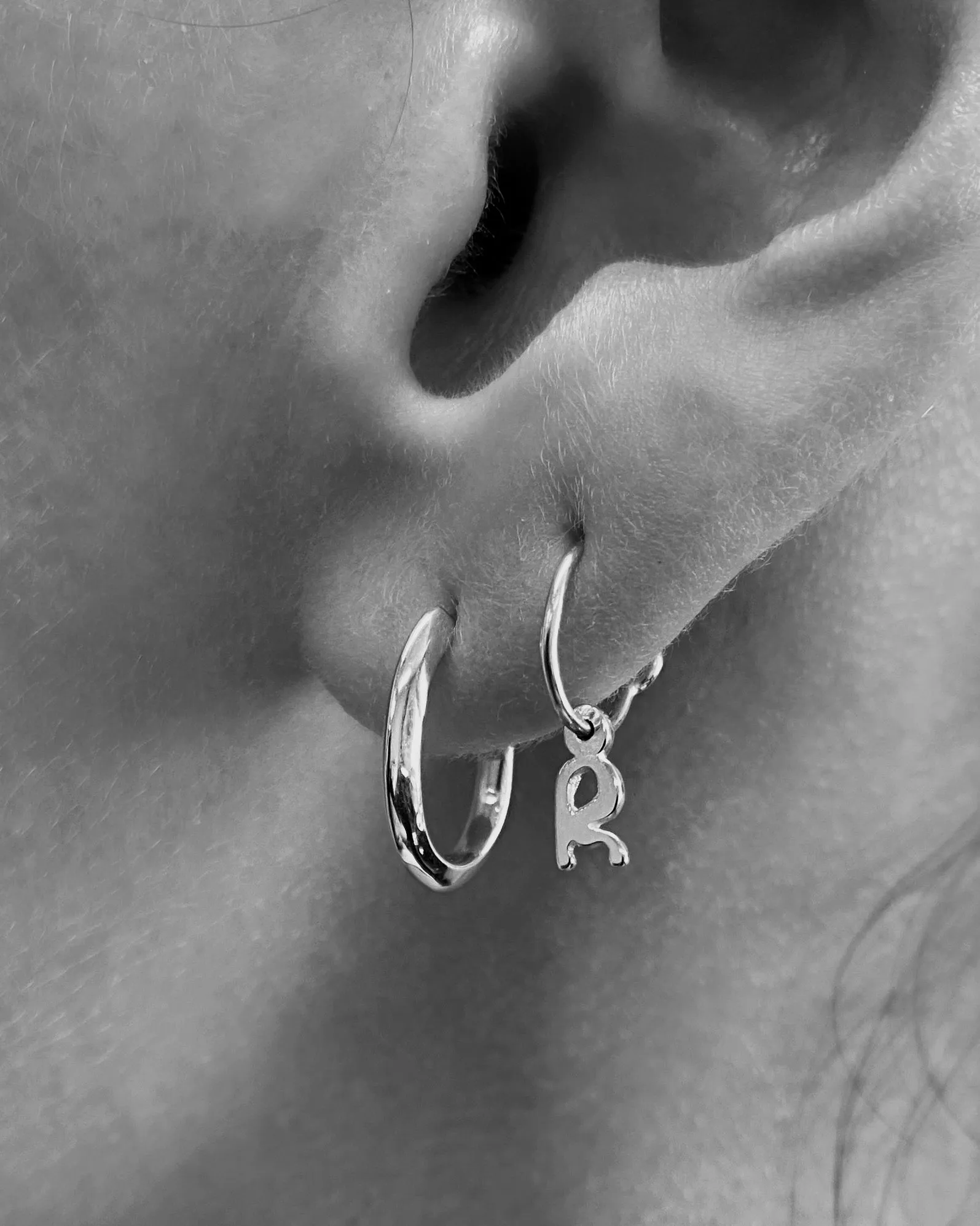 Tiny Letter Earring | Silver